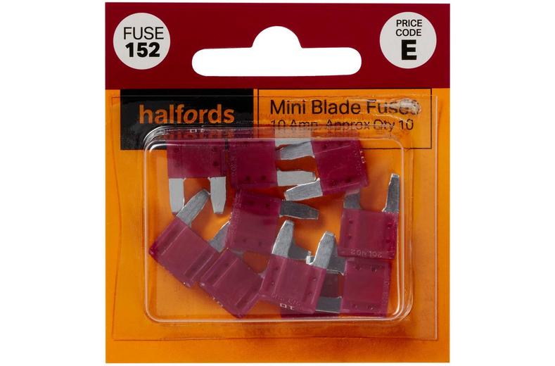 Halfords Mini Blade Fuses 10 Amp (FUSE152) Halfords Mini Blade Fuses 10 Amp (FUSE152)