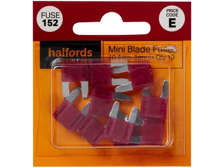Halfords Mini Blade Fuses 10 Amp (FUSE152)