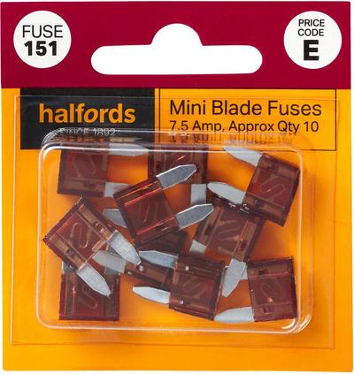 Halfords Mini Blade Fuses 7.5 Amp (FUSE151) Halfords Mini Blade Fuses 7.5 Amp (FUSE151)