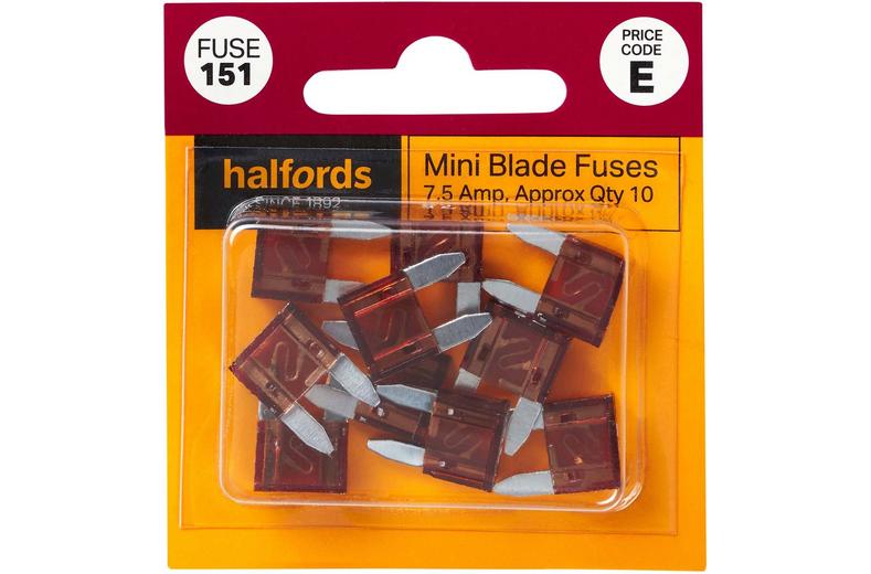 Halfords Mini Blade Fuses 7.5 Amp (FUSE151) Halfords Mini Blade Fuses 7.5 Amp (FUSE151)