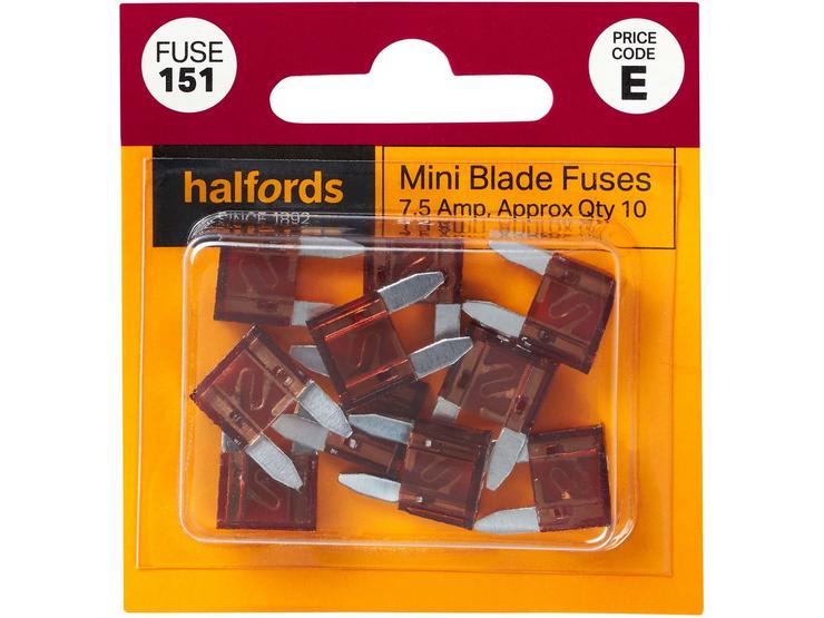 Halfords Mini Blade Fuses 7.5 Amp (FUSE151)