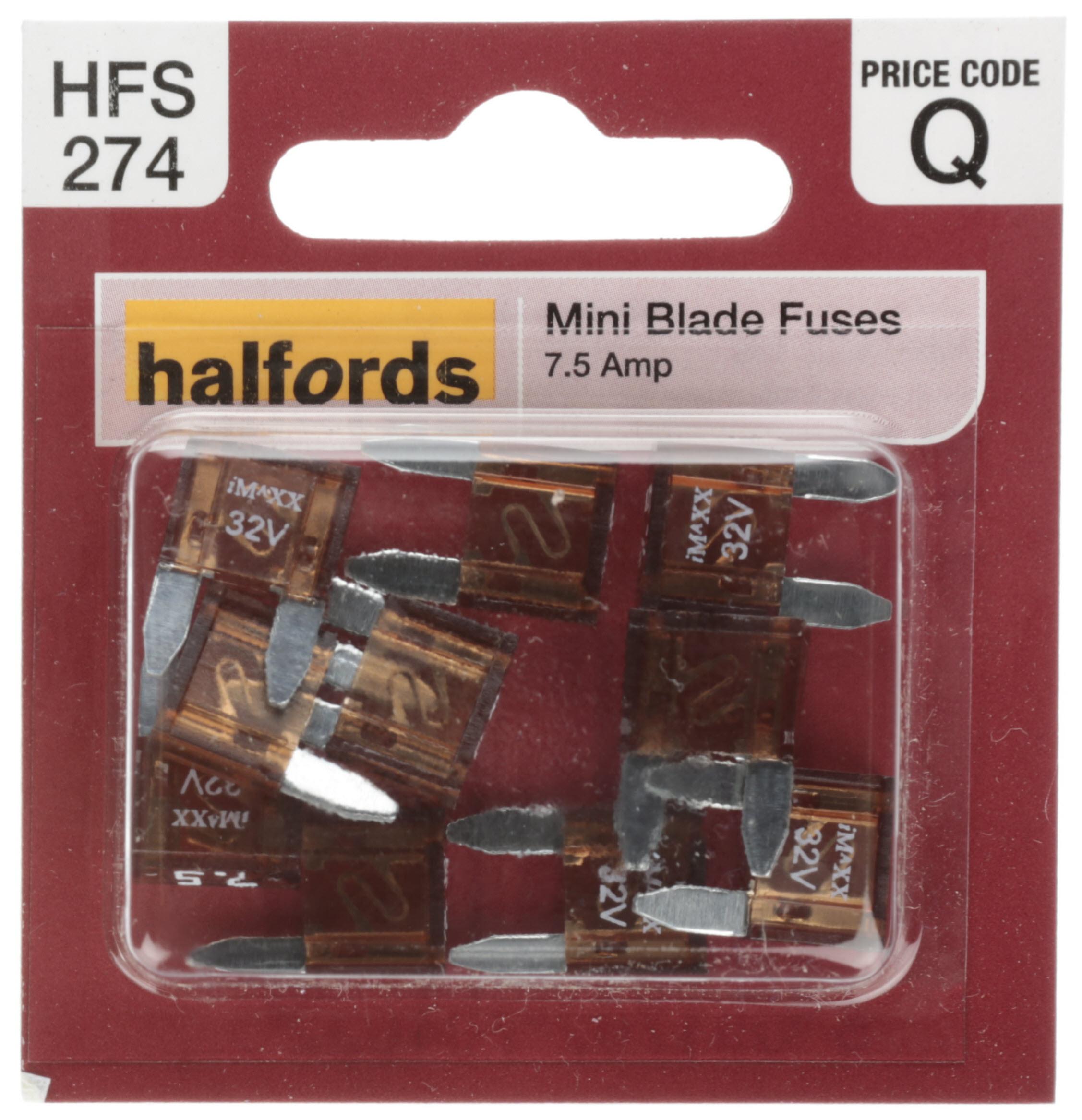 Halfords Mini Blade Fuses 7.5 Amp (Hfs274)