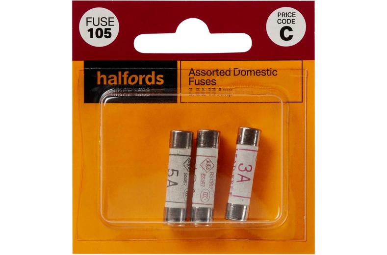 Halfords Assorted Domestic fuses 3/5/13 Amp (FUSE105) Halfords Assorted Domestic fuses 3/5/13 Amp (FUSE105)