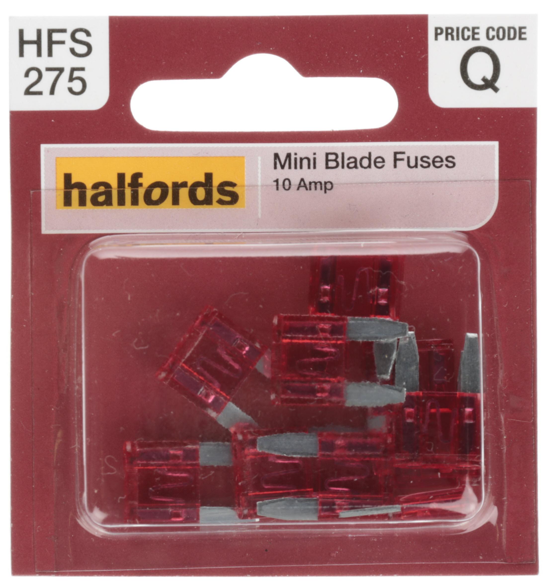 Halfords Mini Blade Fuses 10 Amp (Hfs275)