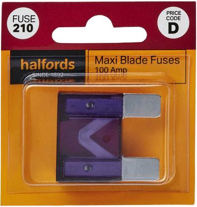 Halfords Maxi Blade Fuse 100 Amp (FUSE210) Halfords Maxi Blade Fuse 100 Amp (FUSE210)