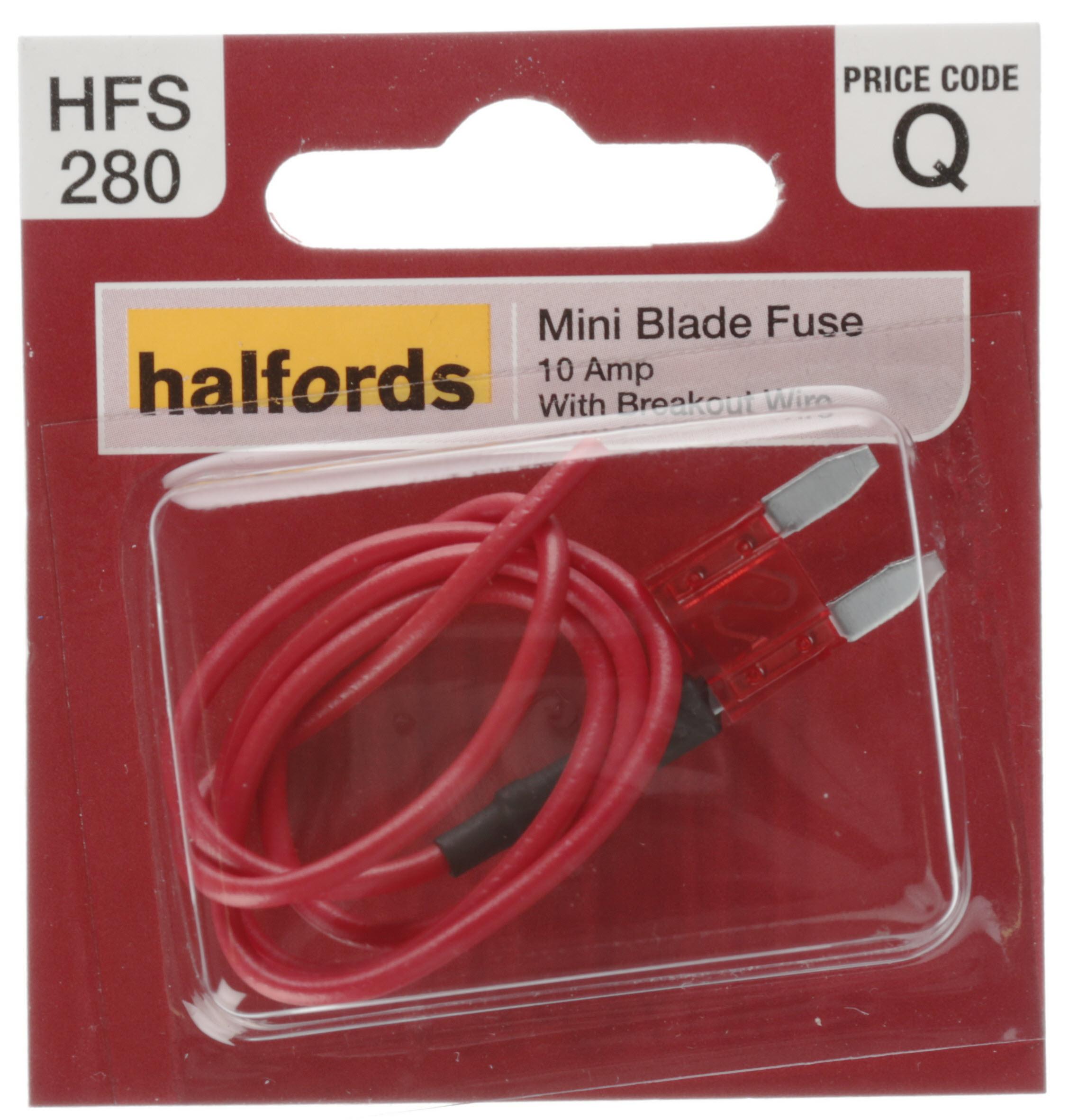 Halfords Mini Blade Fuse + Breakout Wire 10 Amp (Hfs280)