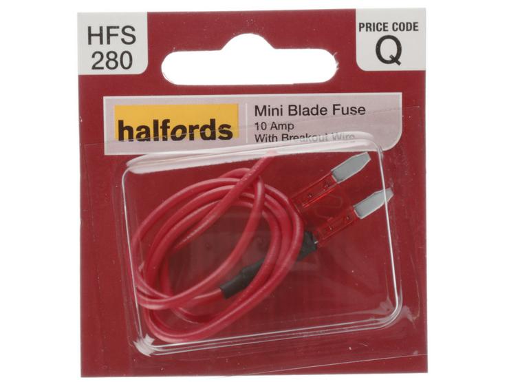 Halfords Mini Blade Fuse + Breakout Wire 10 Amp (HFS280)
