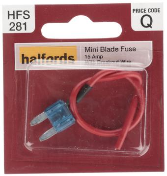 Halfords Mini Blade Fuse + Breakout Wire 15 Amp (FUSE160)