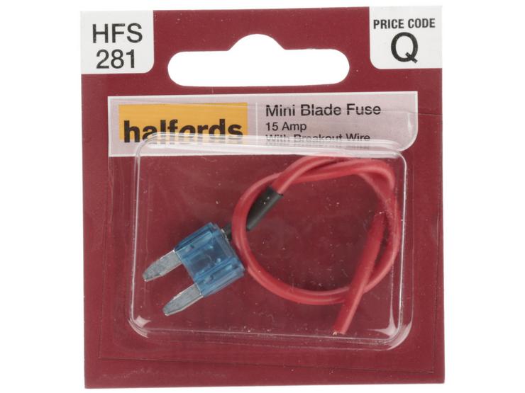 Halfords Mini Blade Fuse + Breakout Wire 15 Amp (HFS281)