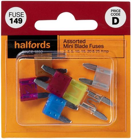 Halfords Assorted Mini Blade Fuses 2 25 AMP FUSE149 704742