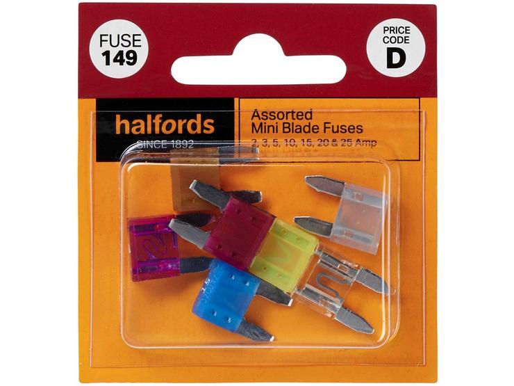 Halfords Assorted Mini Blade Fuses 2>25 AMP (FUSE149)