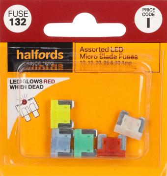 Halfords Assorted LED Micro Fuses 10>30Amp (FUSE132)