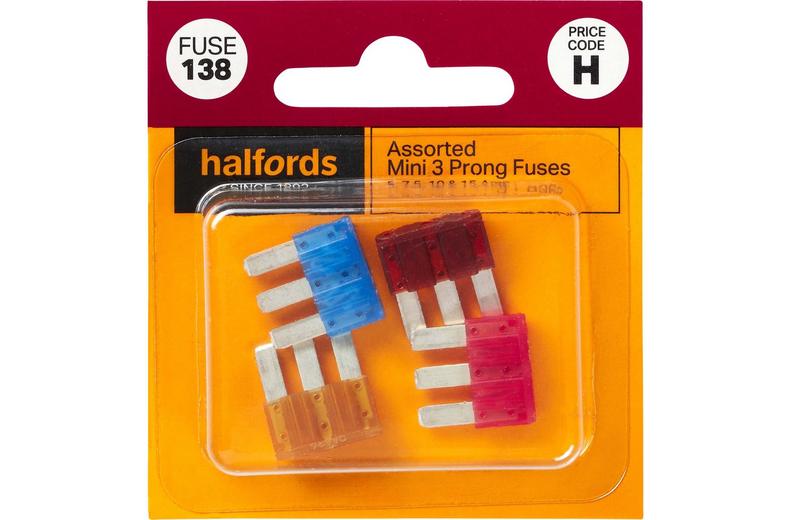 Halfords Mini Assorted Prong Fuses 7.5/10/15AMP Halfords Mini Assorted Prong Fuses 7.5/10/15AMP