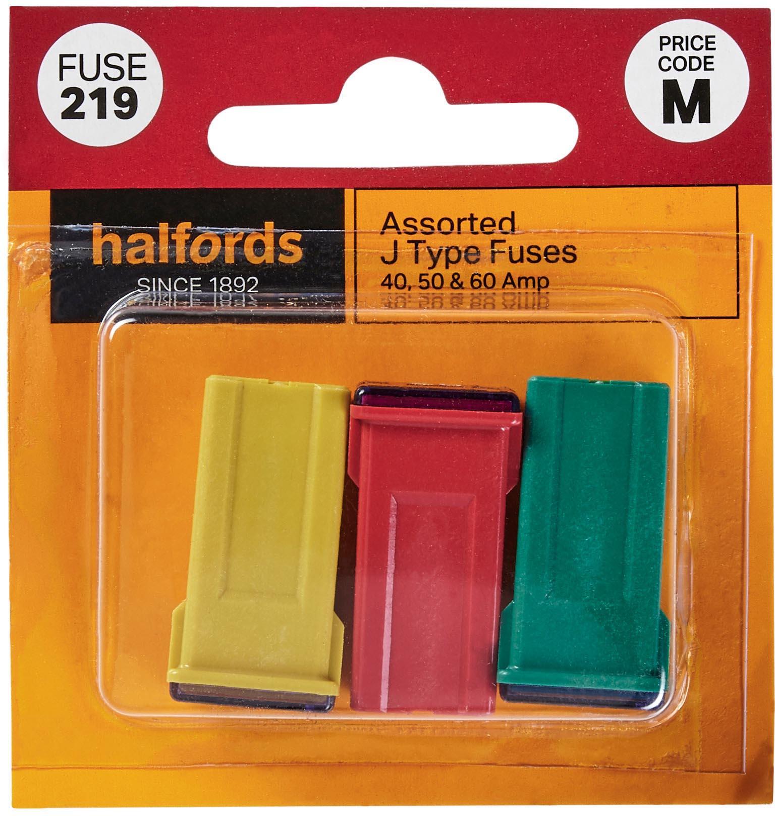 Halfords Assorted J Type Fuses 40,50 & 60 AMP (FUSE219)