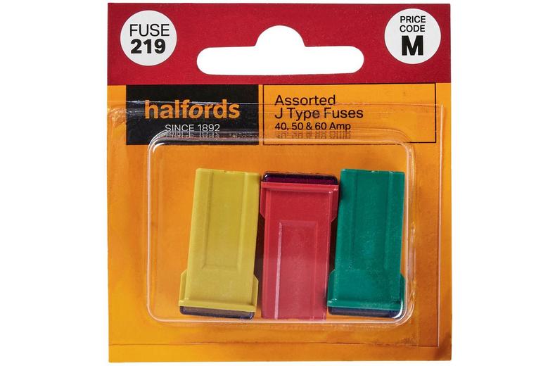 Halfords Assorted J Type Fuses 40,50 & 60 AMP (FUSE219) Halfords Assorted J Type Fuses 40,50 & 60 AMP (FUSE219)