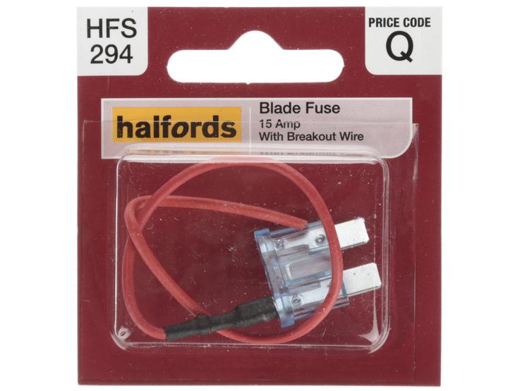 Halfords Blade Fuse + Breakout Wire 15 Amp (HFS294)