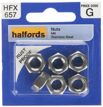 Halfords Nuts Stainless Steel M8 (FIXG159)