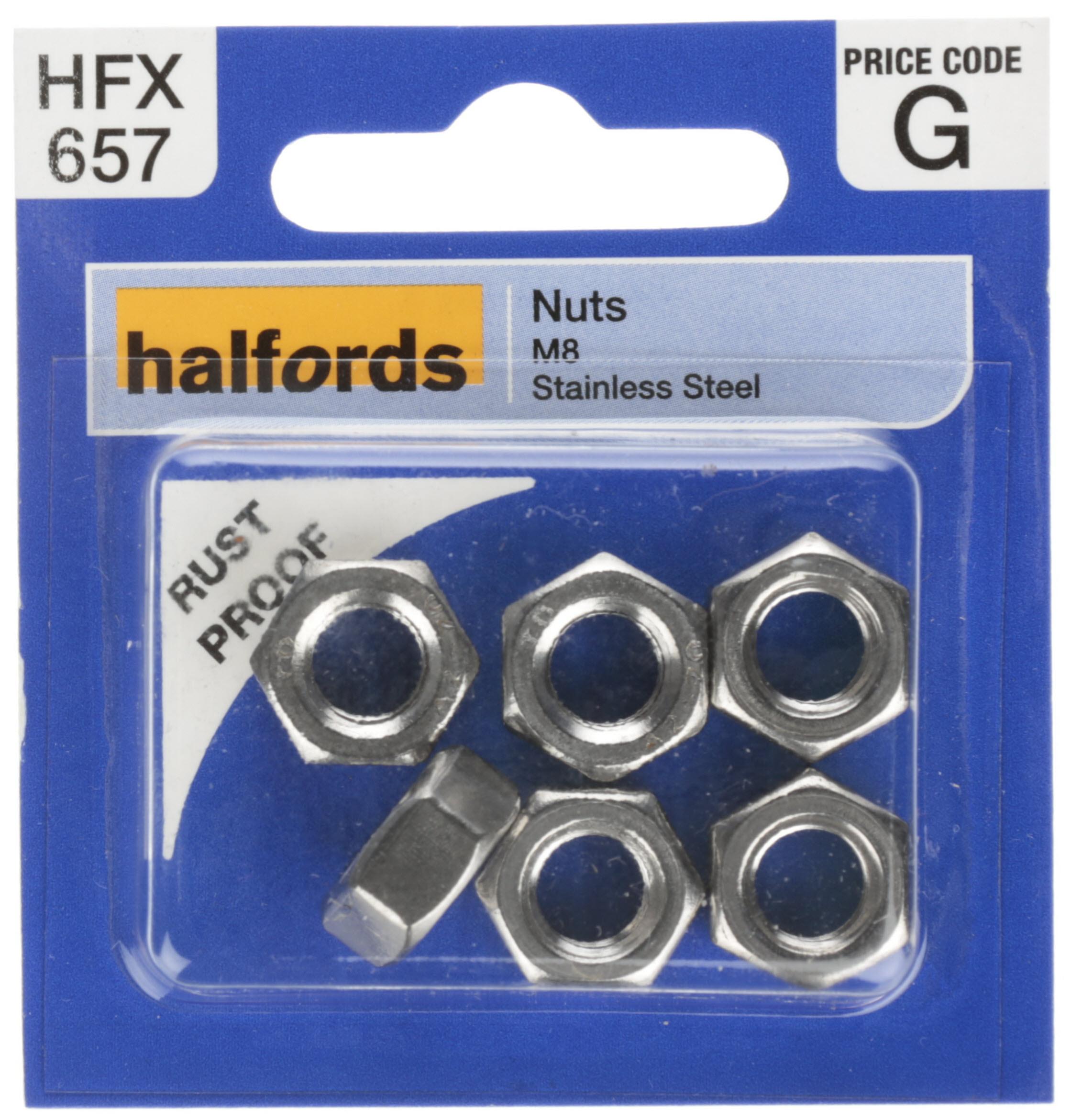 Halfords Nuts Stainless Steel M8 (Hfx657)