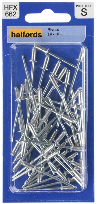 Halfords Rivets 3mm x 10mm (FIXG271)