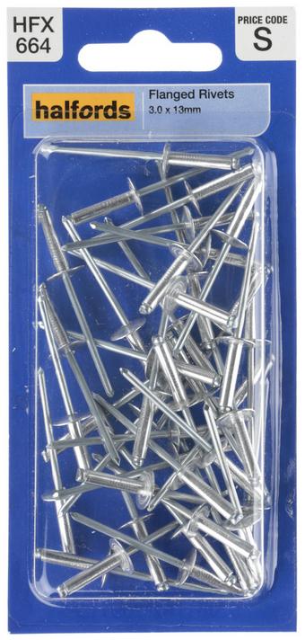 Halfords Rivets Flagged 3mm x 13mm (FIXG273)