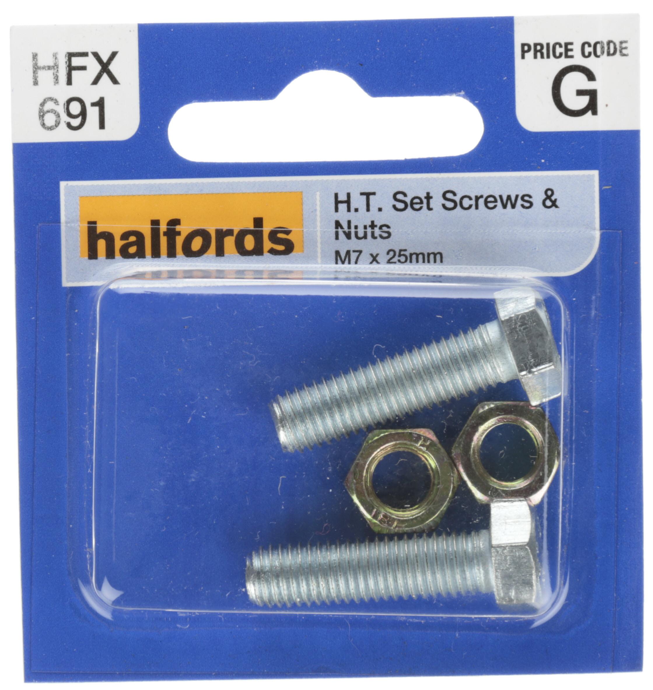 Halfords Set Screws & Nuts M7 X 25Mm (Hfx691)