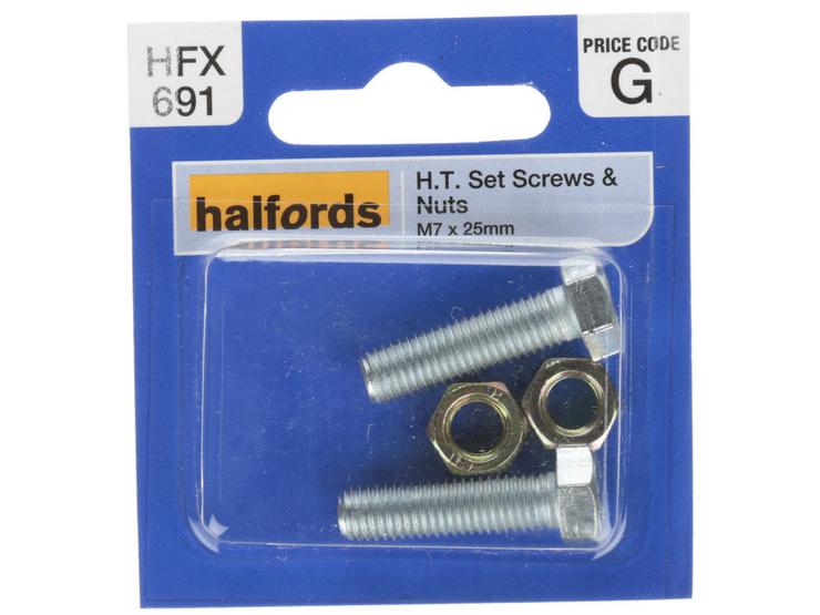 Halfords Set Screws & Nuts M7 x 25mm (HFX691)