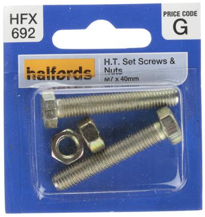 Halfords Set Screws & Nuts M7 x 40mm (FIXG135)