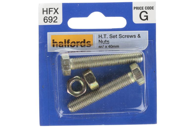 Halfords Set Screws & Nuts M7 x 40mm (FIXG135) Halfords Set Screws & Nuts M7 x 40mm (FIXG135)