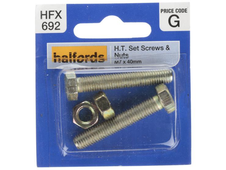 Halfords Set Screws & Nuts M7 x 40mm (HFX692)