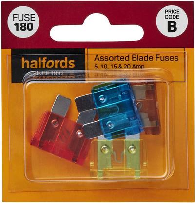 Halfords Assorted Blade Fuses 5/10/15/20 Amp (FUSE180) Halfords Assorted Blade Fuses 5/10/15/20 Amp (FUSE180)