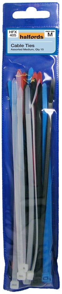 Halfords Cable Ties Assorted Colours