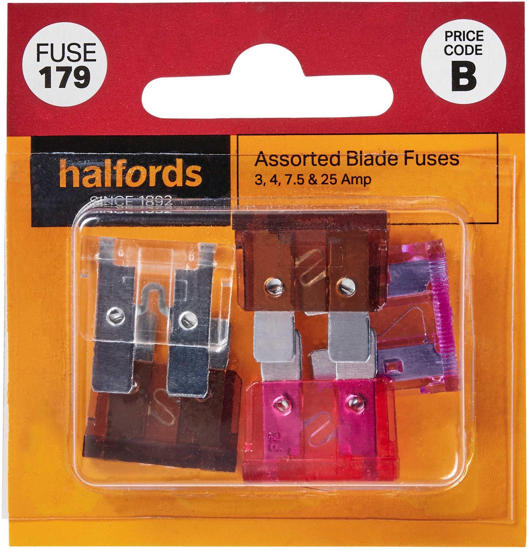 Halfords Assorted Blade Fuses 3/4/7.5/25 Amp (FUSE179)