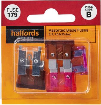 Halfords Assorted Blade Fuses 3/4/7.5/25 Amp (FUSE179)