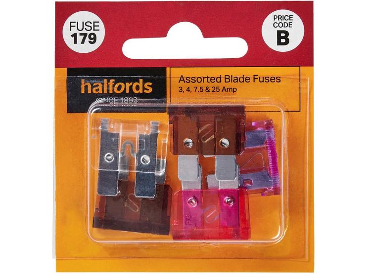 Halfords Assorted Blade Fuses 3/4/7.5/25 Amp (FUSE179)