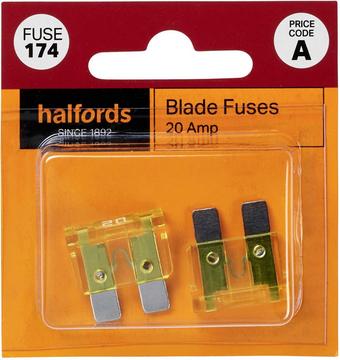 Halfords Blade Fuses 20 Amp (FUSE174)