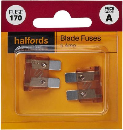 Halfords Blade Fuses 5 Amp (FUSE170) Halfords Blade Fuses 5 Amp (FUSE170)