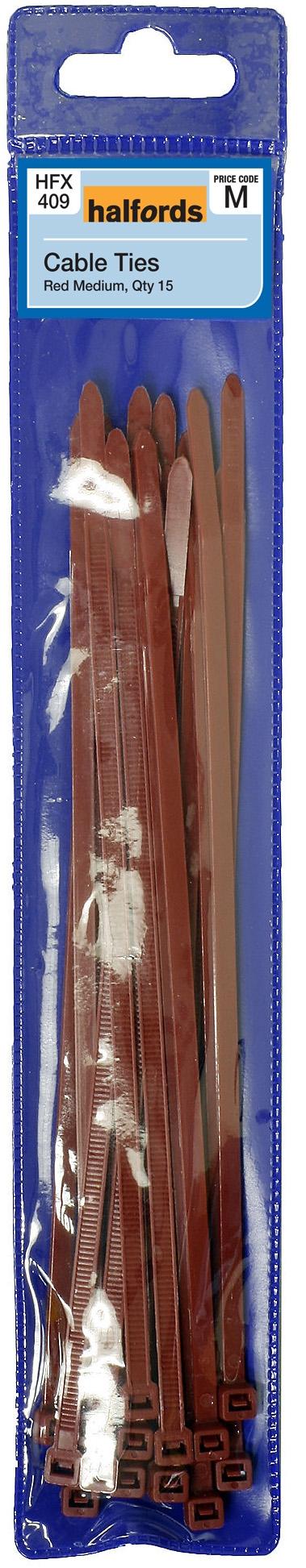Halfords Cable Ties (Hfx409) Red