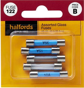 Halfords Assorted Glass Fuses 10/15/25/35 Amp (FUSE122)