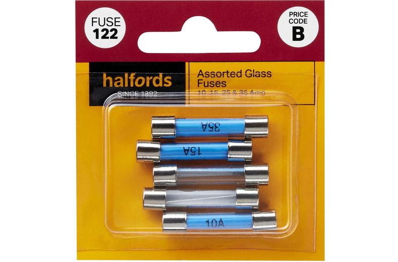 Halfords Assorted Glass Fuses 10/15/25/35 Amp (FUSE122) Halfords Assorted Glass Fuses 10/15/25/35 Amp (FUSE122)