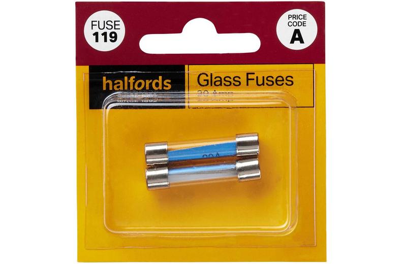Halfords Glass Fuses 20 Amp (FUSE119) Halfords Glass Fuses 20 Amp (FUSE119)