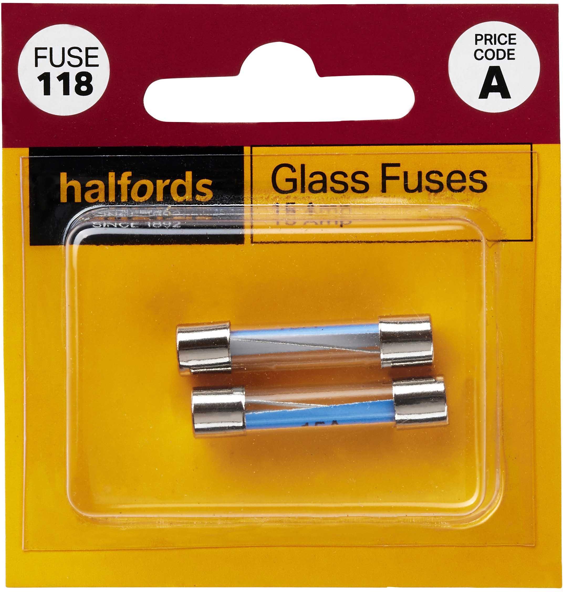 Halfords Glass Fuses 15 Amp (FUSE118)