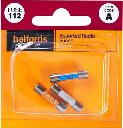 Halfords Assorted Radio Fuses 3/5/7.5 Amp (FUSE112) Halfords Assorted Radio Fuses 3/5/7.5 Amp (FUSE112)