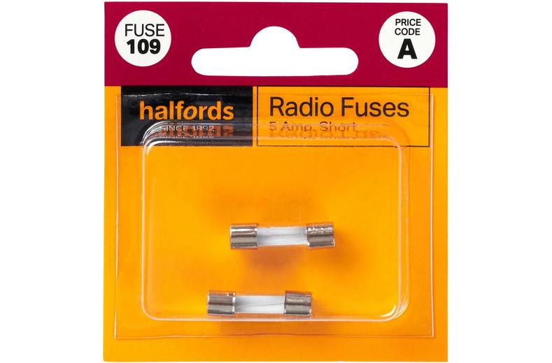 Halfords Radio Fuses 5 Amp Short (FUSE109) Halfords Radio Fuses 5 Amp Short (FUSE109)