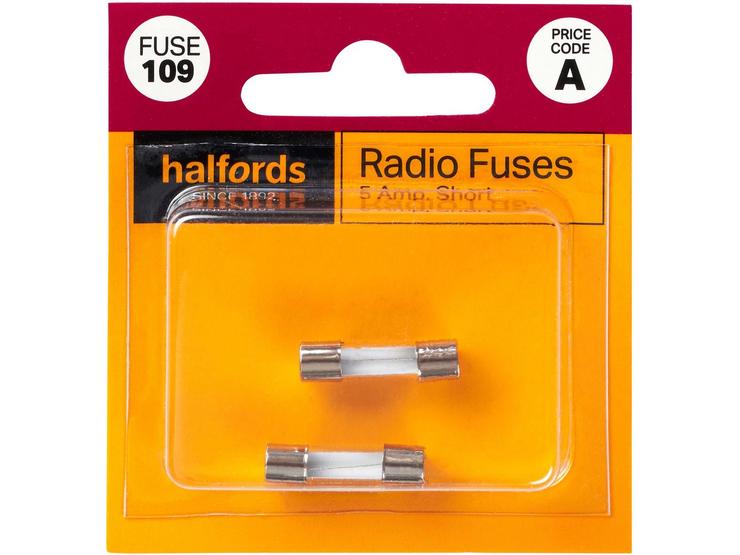 Halfords Radio Fuses 5 Amp Short (FUSE109)