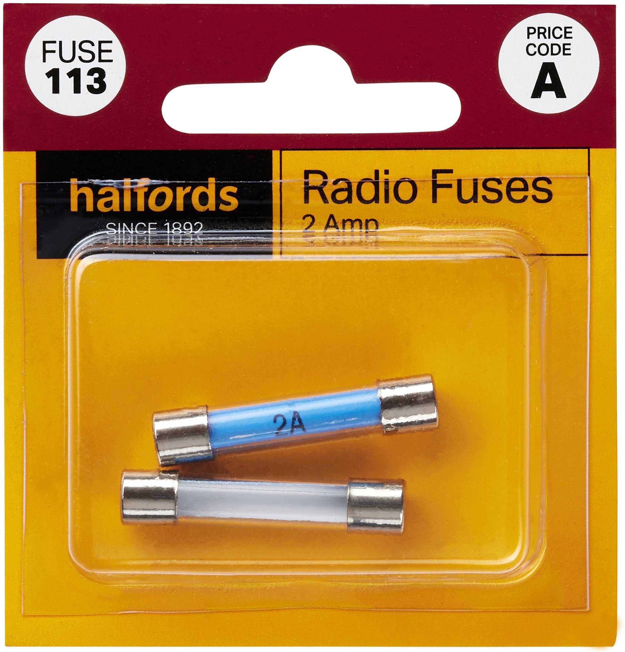 Halfords Glass Fuses 2 Amp (FUSE113)