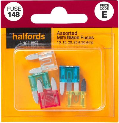 Halfords Assorted Mini Blade Fuses 10/15/20/25/30 Amp (FUSE148)