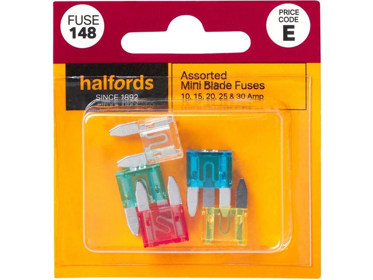 Halfords Assorted Mini Blade Fuses 10/15/20/25/30 Amp (FUSE148)