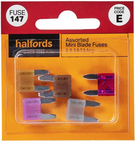 Halfords Assorted Mini Blade Fuses 2 3 4 5 7.5 Amp FUSE147
