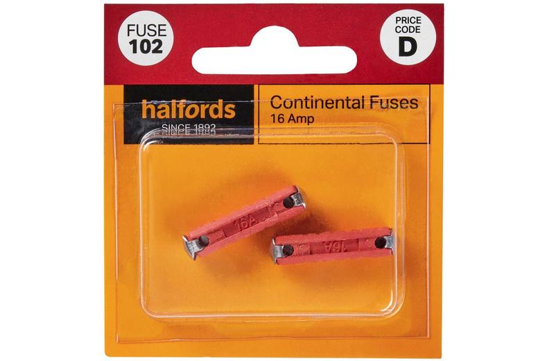 Halfords Continental Fuses 16 Amp (FUSE102) Halfords Continental Fuses 16 Amp (FUSE102)