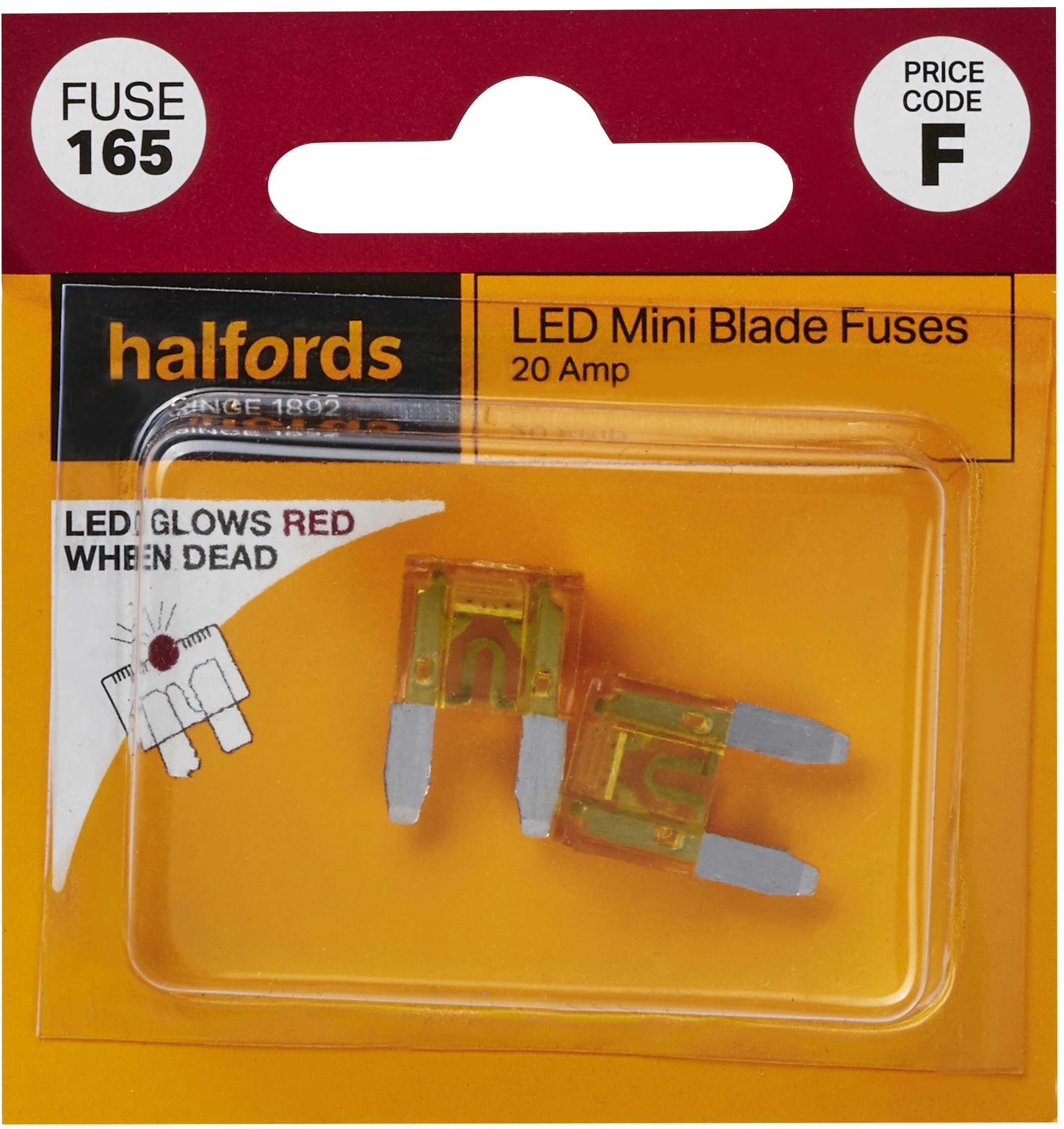 Halfords LED Mini Blade Fuses 20 Amp (FUSE165) Halfords UK